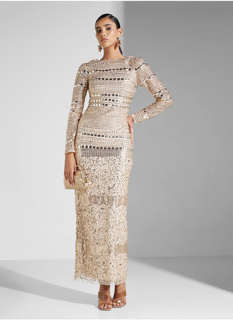 Amelia Rose Embellished Crew Neck Dress
