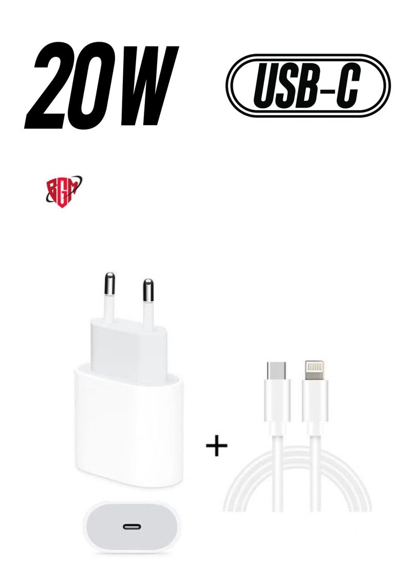 BGM - Phone 20W USB-C Power Adapter With Cable for iPhone 12 / iPhone 12 Pro max /12mini (iPhone 20W USB-C Power Adapter) - Image 1