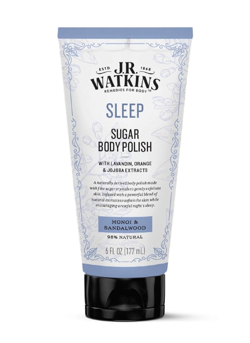 J.R.WATKINS - J.R. Watkins Sleep Sugar Body Polish, Monoi & Sandalwood Natural Body Scrub Cleanses & Encourages Restful Sleep, 6 oz - Image 1