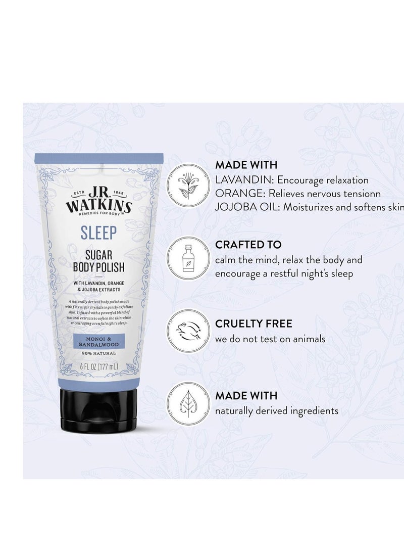 J.R.WATKINS - J.R. Watkins Sleep Sugar Body Polish, Monoi & Sandalwood Natural Body Scrub Cleanses & Encourages Restful Sleep, 6 oz - Image 1