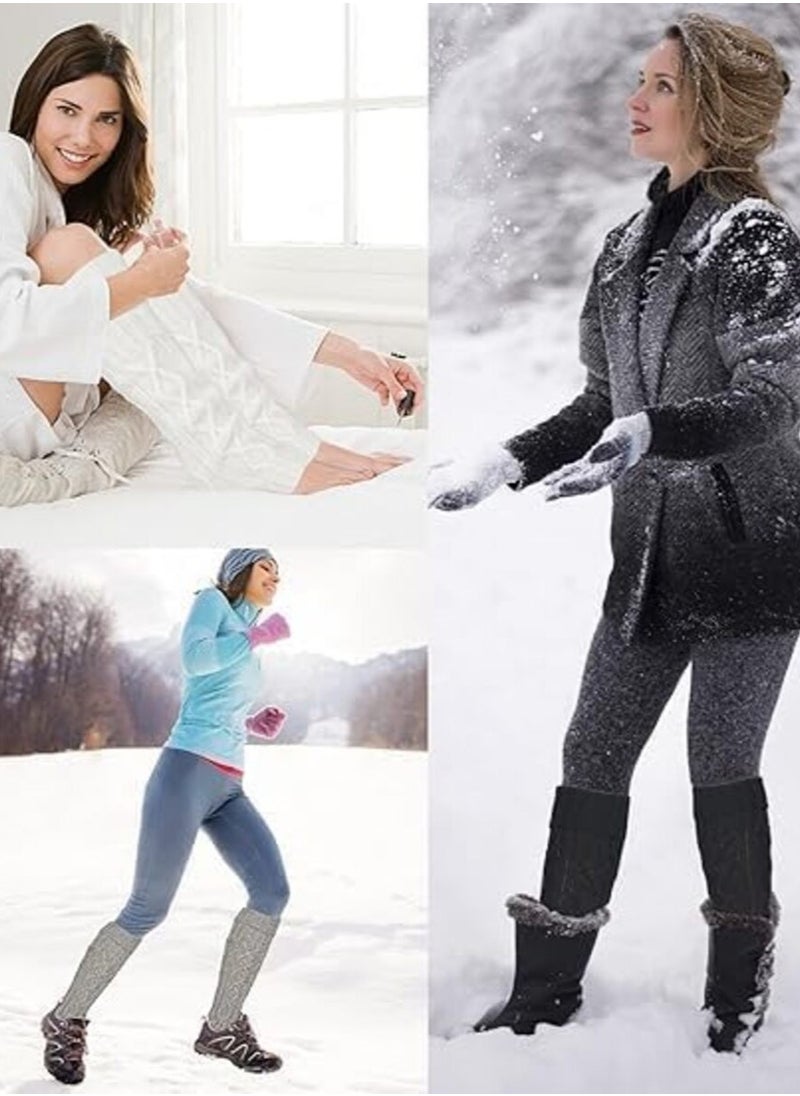 KCDMBUE - 2 Pairs Women Knit Leg Warmers Winter Warm Long Boot Socks (Style 2) - Image 1