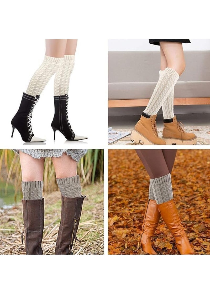 KCDMBUE - 2 Pairs Women Knit Leg Warmers Winter Warm Long Boot Socks (Style 2) - Image 1