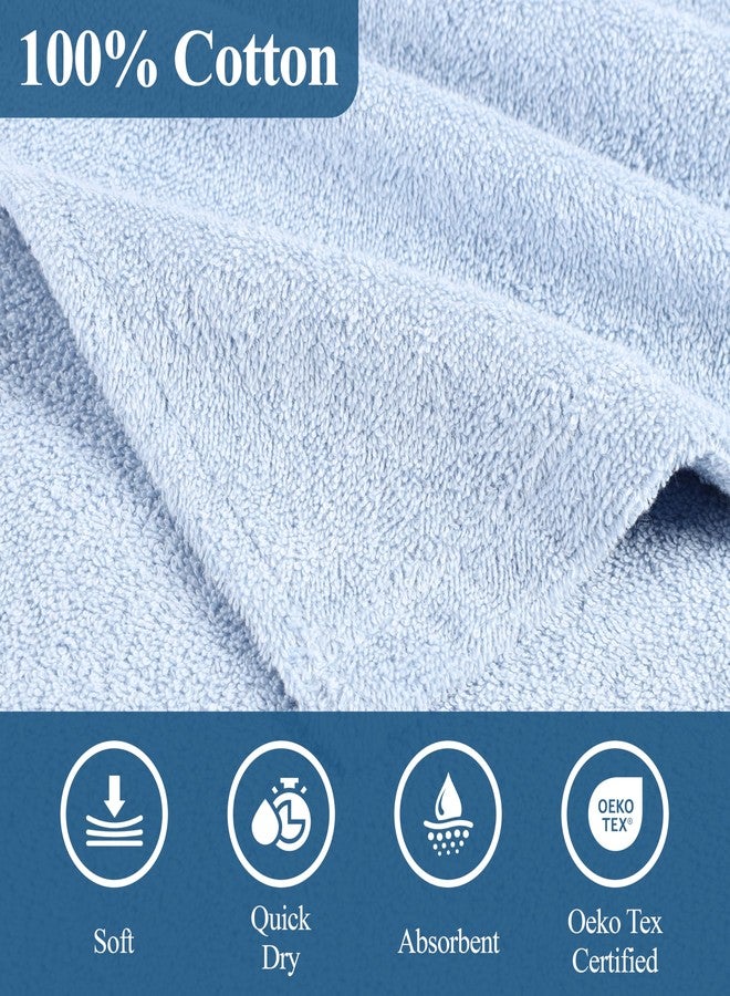 Superior Kids Cotton Terry Poncho, Soft, Absorbent Bath Towel with Hood, Bathroom Accessories, Long, Plush Bathrobes for Bath, Shower, Spa, Resort, Beach, Pool, Boy, Girl, Small/Medium Size, Blue - Image 3