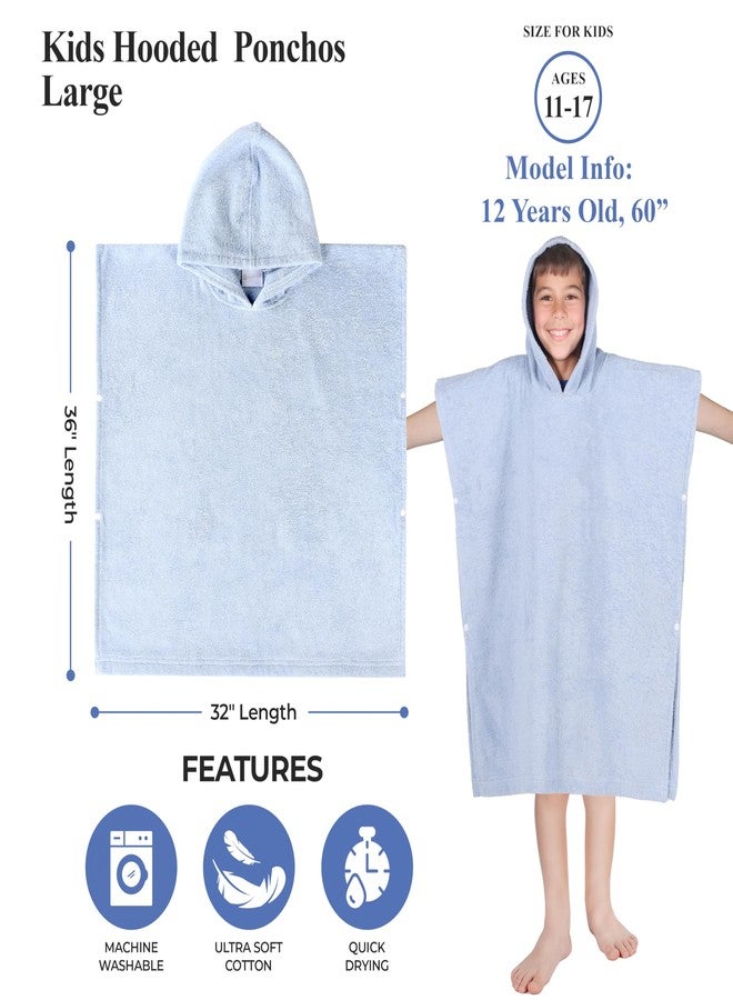 Superior Kids Cotton Terry Poncho, Soft, Absorbent Bath Towel with Hood, Bathroom Accessories, Long, Plush Bathrobes for Bath, Shower, Spa, Resort, Beach, Pool, Boy, Girl, Small/Medium Size, Blue - Image 4