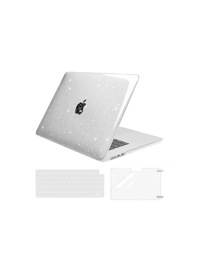 موسيسو متوافق مع حافظة MacBook Air 15 بوصة إصدار 2023 2024 M3 A3114 M2 A2941 مع معرف اللمس، حافظة صلبة من البلاستيك اللامع اللامع وغطاء لوحة المفاتيح وواقي شاشة، شفاف - Image 1