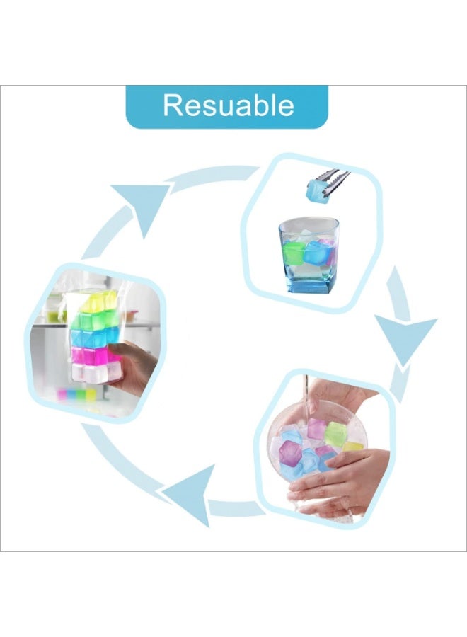 60 Pack Reusable Ice Cubes – Non-Melting BPA-Free Refreezable Plastic Ice Cubes for Drinks, Cocktails, Juice & Coffee – Multi-Color Reusable Fake Ice Cubes to Keep Drinks Cold Longer Without Diluting – Durable Freezable Ice Cubes for Home Parties, Bars, Travel Coolers & Daily Use - Image 2
