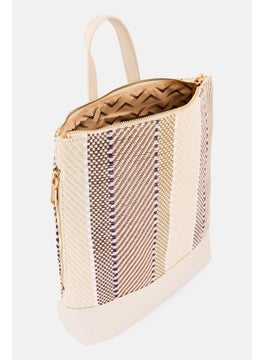 Moda Luxe Women Textured Backpack 31 x H 32 x L 9 x W cm, Beige Combo  - Image 3