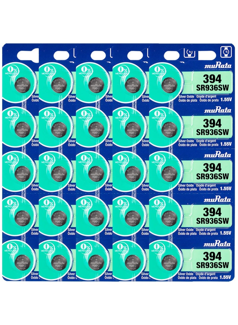 25-Pieces Murata SR936SW / 394 Silver Oxide 1.55V (muRata) Japan Batteries