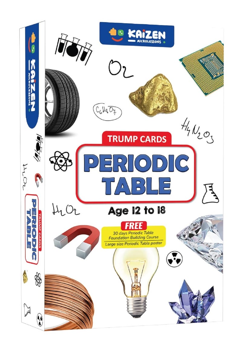 Kaizen MicroLessons Periodic Table Trump Card Game for All Ages. Includes Large Sized Periodic Learn Chemistry Table Chart and Periodic Table While Playing - Image 1