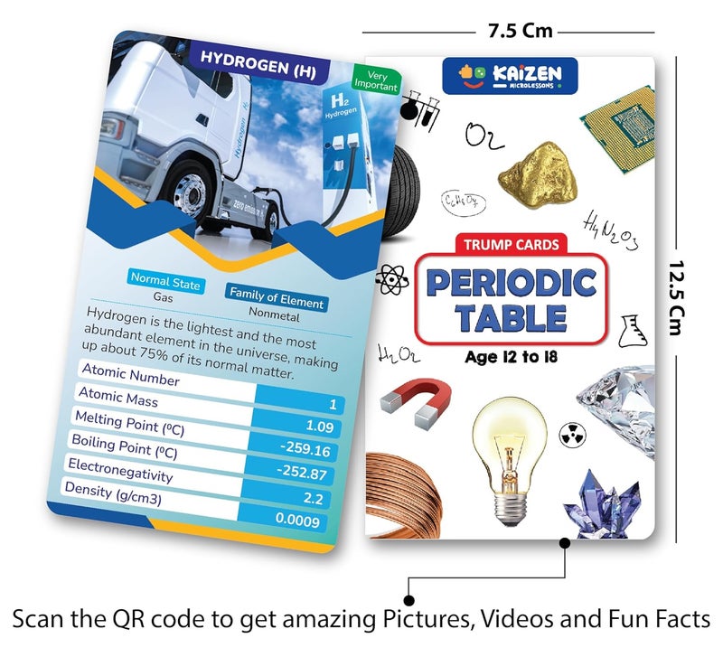 Kaizen MicroLessons Periodic Table Trump Card Game for All Ages. Includes Large Sized Periodic Learn Chemistry Table Chart and Periodic Table While Playing - Image 2