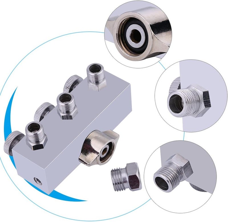 3 - Way Airbrush Air Hose Splitter, Airbrush Parts with Adjustable Air Regulation Valve Knob, Metal Air Hose Splitter for Temporary Tattoos and Face Painting, Includes 3 Outlets fo - Image 5
