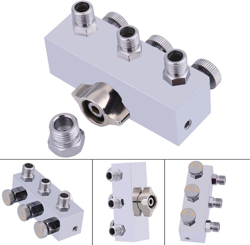 3 - Way Airbrush Air Hose Splitter, Airbrush Parts with Adjustable Air Regulation Valve Knob, Metal Air Hose Splitter for Temporary Tattoos and Face Painting, Includes 3 Outlets fo - Image 3