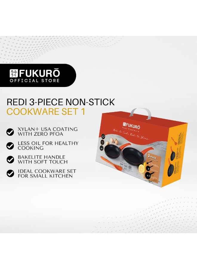 Fukuro Redi Non-Stick Cookware Set 1 (FP20, FP26, Silicone Spoon) - Image 1