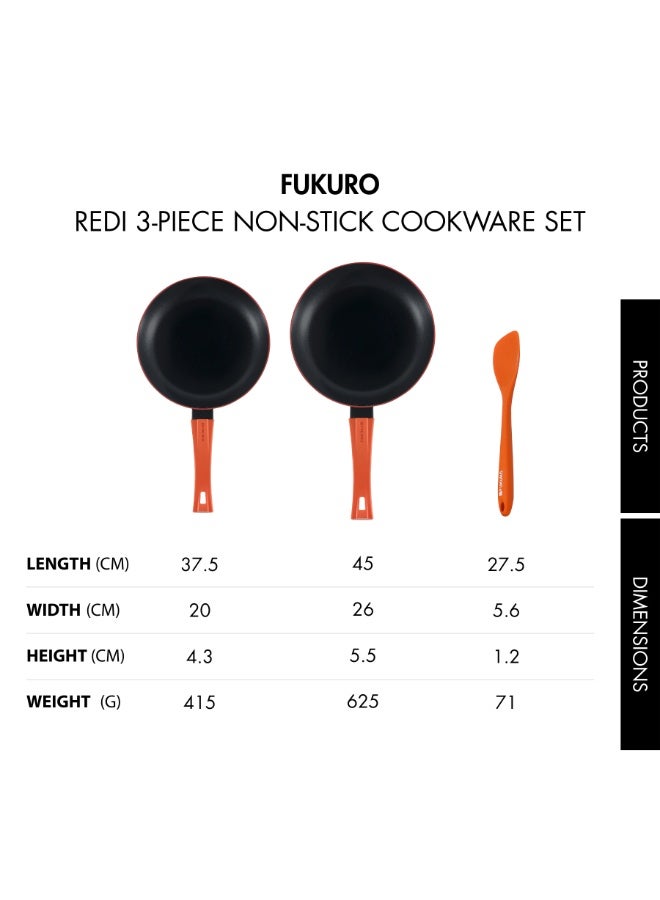 Fukuro Redi Non-Stick Cookware Set 1 (FP20, FP26, Silicone Spoon) - Image 3