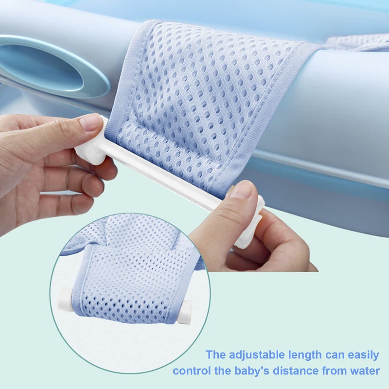 RUIXIA Universal Adjustable Baby Bath Tube Support Mesh Net Soft Breathable Infants Shower Pad 4-Points Anti-Slip Bathtub Seat with Sponge Cushion for Toddlers Age 0-36 Months, Blue, One Size - Image 4