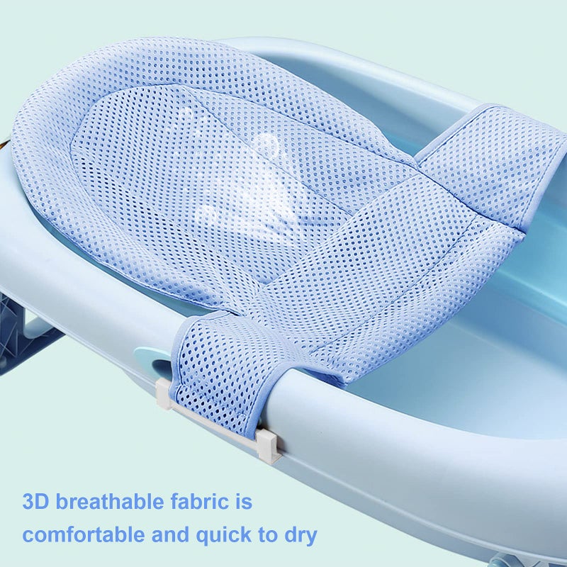 RUIXIA Universal Adjustable Baby Bath Tube Support Mesh Net Soft Breathable Infants Shower Pad 4-Points Anti-Slip Bathtub Seat with Sponge Cushion for Toddlers Age 0-36 Months, Blue, One Size - Image 3