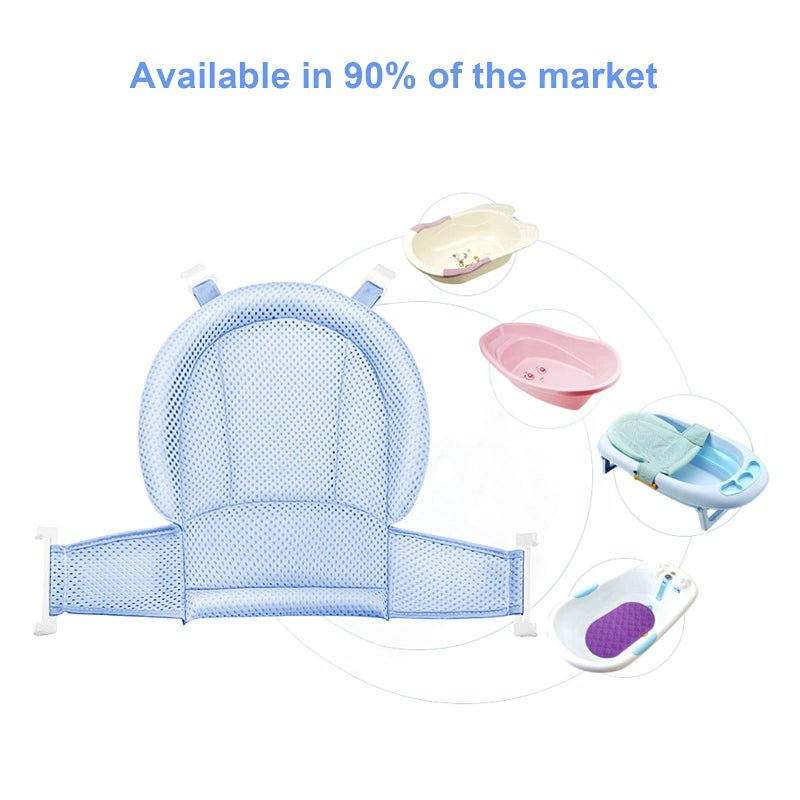 RUIXIA Universal Adjustable Baby Bath Tube Support Mesh Net Soft Breathable Infants Shower Pad 4-Points Anti-Slip Bathtub Seat with Sponge Cushion for Toddlers Age 0-36 Months, Blue, One Size - Image 5