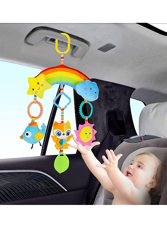vesus Toys & Car Seat Toys for Babies 0-6 Months, Hanging Rattle Toy Clip on Toy for Crib Stroller Car Seat Baby Toy,Sensory Plush Animal Toys Learning Toy Plush Animal Toys for Newborn Baby - Image 1