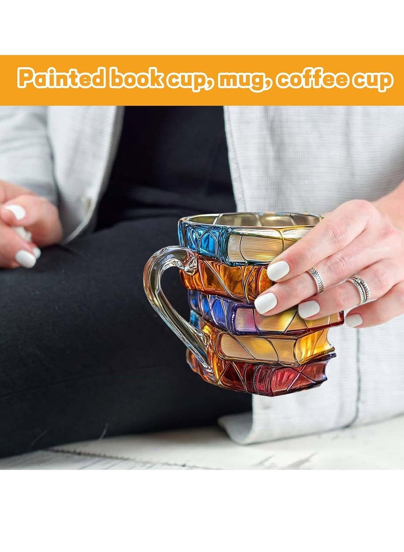 رسم كتاب القدح القدح القدح القهوة الجدة مناسبة لعشاق الكتب هدية فريدة من نوعها القدح القهوة 11 أوقية باردة مسلية التمرير الرياح لطيف لا يسقط الكتاب دودة القارئ كاتب مكتبة هدية أنثى - Image 3