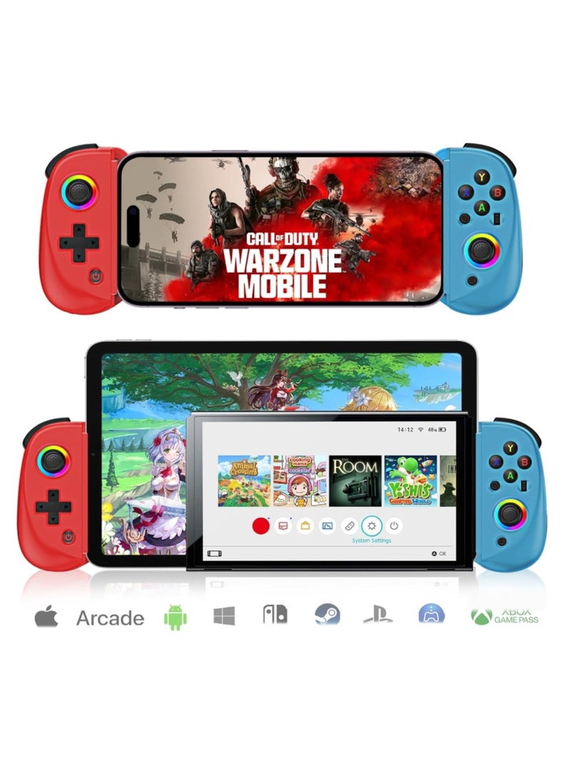 ايناوو وحدة تحكم ألعاب D8 للهواتف المحمولة لأجهزة iPhone/Android/PC/Nintendo Switch/PS4، ألعاب سحابية، مع عصا تحكم بتأثير هول، جيروسكوب 6 محاور (أحمر/أزرق) - Image 1