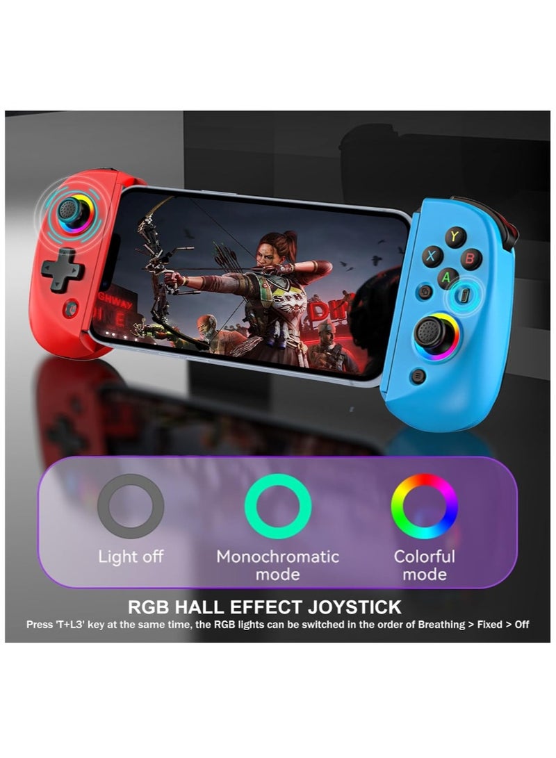 ايناوو وحدة تحكم ألعاب D8 للهواتف المحمولة لأجهزة iPhone/Android/PC/Nintendo Switch/PS4، ألعاب سحابية، مع عصا تحكم بتأثير هول، جيروسكوب 6 محاور (أحمر/أزرق) - Image 3
