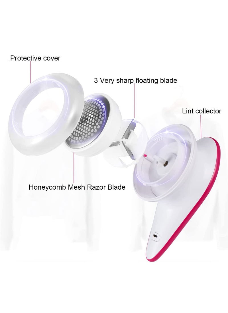 bangzhu - Lint Remover With 1 Extra Blade, USB Rechargeable Fabric Shaver,Professional Electric Fabric Sweater Lint Remover for Clothes and Furniture, Fuzz,Cashmere, Wool, Legging, Sofa,Coats(Whitepink) - Image 1