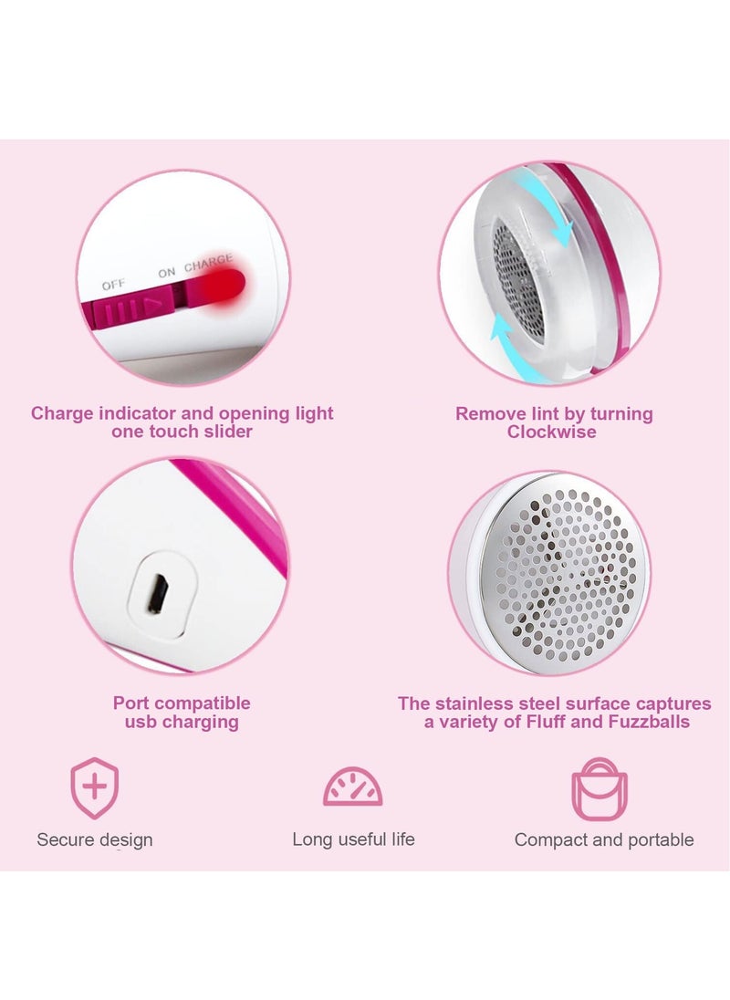 bangzhu - Lint Remover With 1 Extra Blade, USB Rechargeable Fabric Shaver,Professional Electric Fabric Sweater Lint Remover for Clothes and Furniture, Fuzz,Cashmere, Wool, Legging, Sofa,Coats(Whitepink) - Image 1