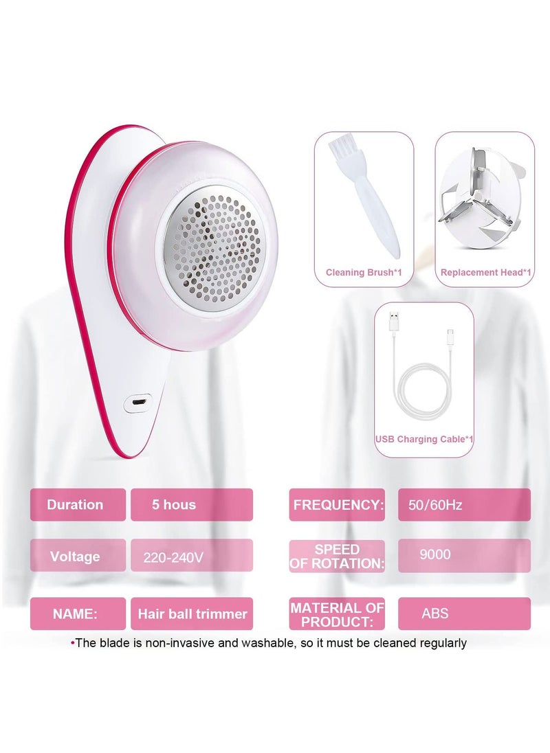 bangzhu - Lint Remover With 1 Extra Blade, USB Rechargeable Fabric Shaver,Professional Electric Fabric Sweater Lint Remover for Clothes and Furniture, Fuzz,Cashmere, Wool, Legging, Sofa,Coats(Whitepink) - Image 1