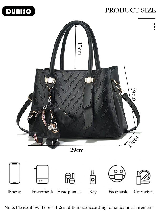DUNISO Elegant Women's Handbag,Crossbody Bag with Removable Shoulder Strap,Large Capacity Tote Bag Shoulder Bag Fashion Ladies Satchel Bag for Women/Ladies Office Travel Daily Bag - Image 2