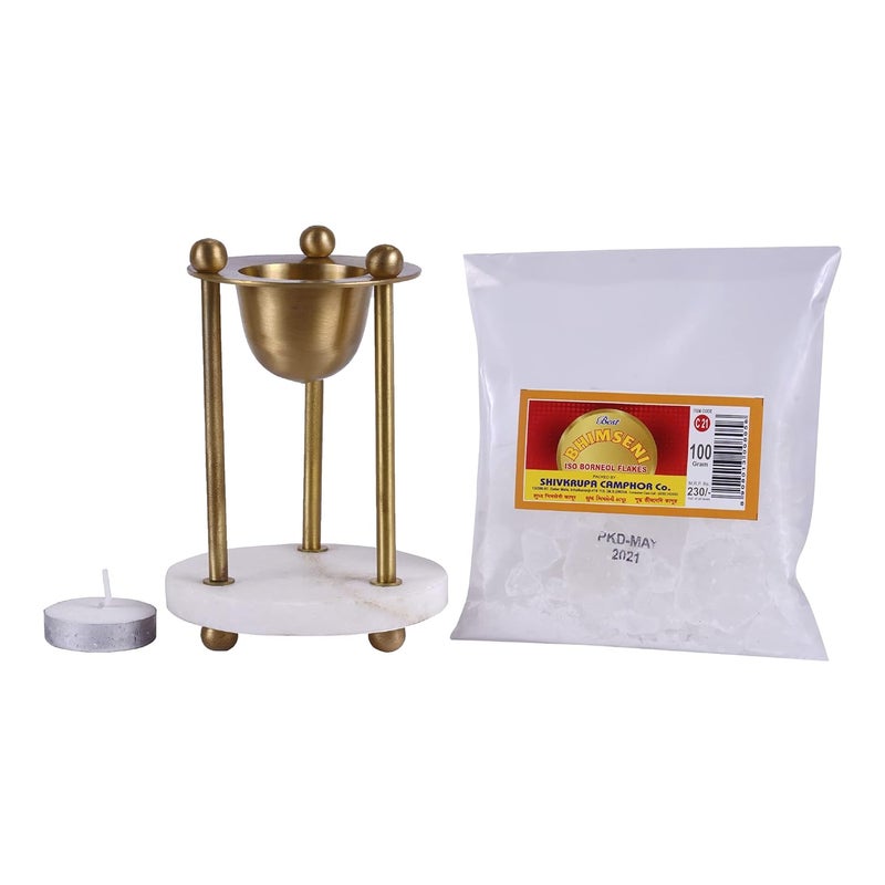PNC PAVITRAM NATURE CARE PNCPavitram Nature Care Presents Camphor LAMP Stand Stone Base Set of 01 with 100gms Camphor Packet and Tea Candle  - Image 4