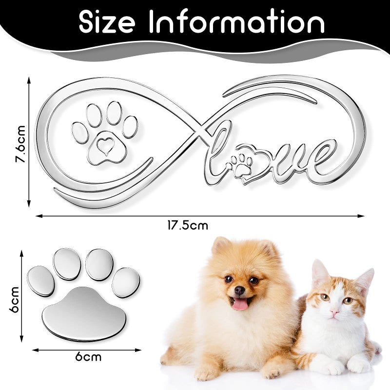Frienda 10 Pcs 3D Paw Print Car Decals Window Decal Heart Paw Car Sticker Dog Footprint Self Adhesive Decoration Bumper Window Laptops Luggage Interior Accessories Decor