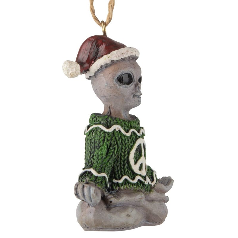 BELLA HAUS DESIGN BELLA HAUS DESIGN Yoga Alien Wearing Ugly Christmas Sweater Tree Ornament | 3  Tree Figurines Resin Ornament - Image 2