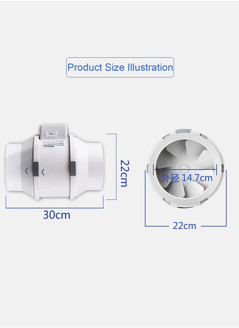 Glanfen - 150 mm - 6 inch Diameter In Line Bathroom Extractor Fan with Run On Timer Loft Mounted Inline Shower Ceiling Powerful Ventilation Damp Control Silent In-line Toilet Ventilator - Image 1