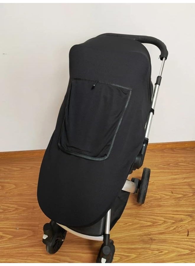 ZARCHE Baby Stroller Sun Shade - Universal fit, Sleep Aid for Pushchairs & Strollers, Blocks up to 99% of UV (Black) - Image 2