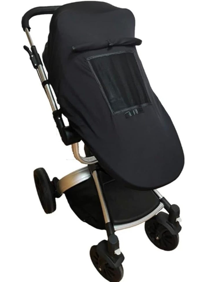 ZARCHE Baby Stroller Sun Shade - Universal fit, Sleep Aid for Pushchairs & Strollers, Blocks up to 99% of UV (Black) - Image 4