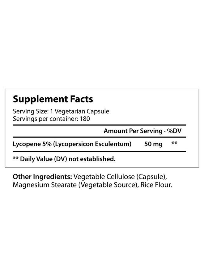 LongLifeNutri Lycopene 50Mg 180 Vegetarian Capsules; Supplement Health; Natural Tomato Extract Nongmo; Pure Powder - Image 3