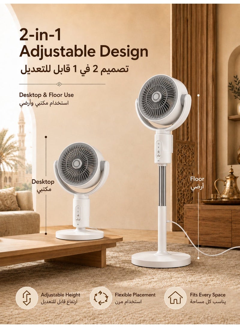 RUIYADA Air Circulation Standing Fan, Adjustable Height Oscillating Pedestal Fan with Remote Control, Plug-in Electric Floor Fan, Quiet 3D Whole Room Cooling Fan with Multi-Speed Wind Control for Bedroom Living Room Home Office - Image 4
