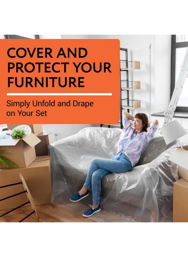 IMPRESA - [Variety 4 Pack Plastic Furniture Covers For Moving & Storage -Couch Covers For Sofa, Loveseat & 2 Armchairs - 2 Mil Couch Cover For Moving - Plastic Cover For Couch - Sofa Cover For Moving - Image 1