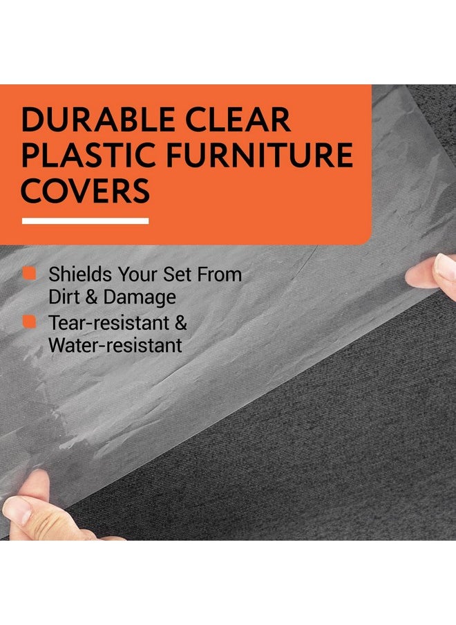 IMPRESA - [Variety 4 Pack Plastic Furniture Covers For Moving & Storage -Couch Covers For Sofa, Loveseat & 2 Armchairs - 2 Mil Couch Cover For Moving - Plastic Cover For Couch - Sofa Cover For Moving - Image 1