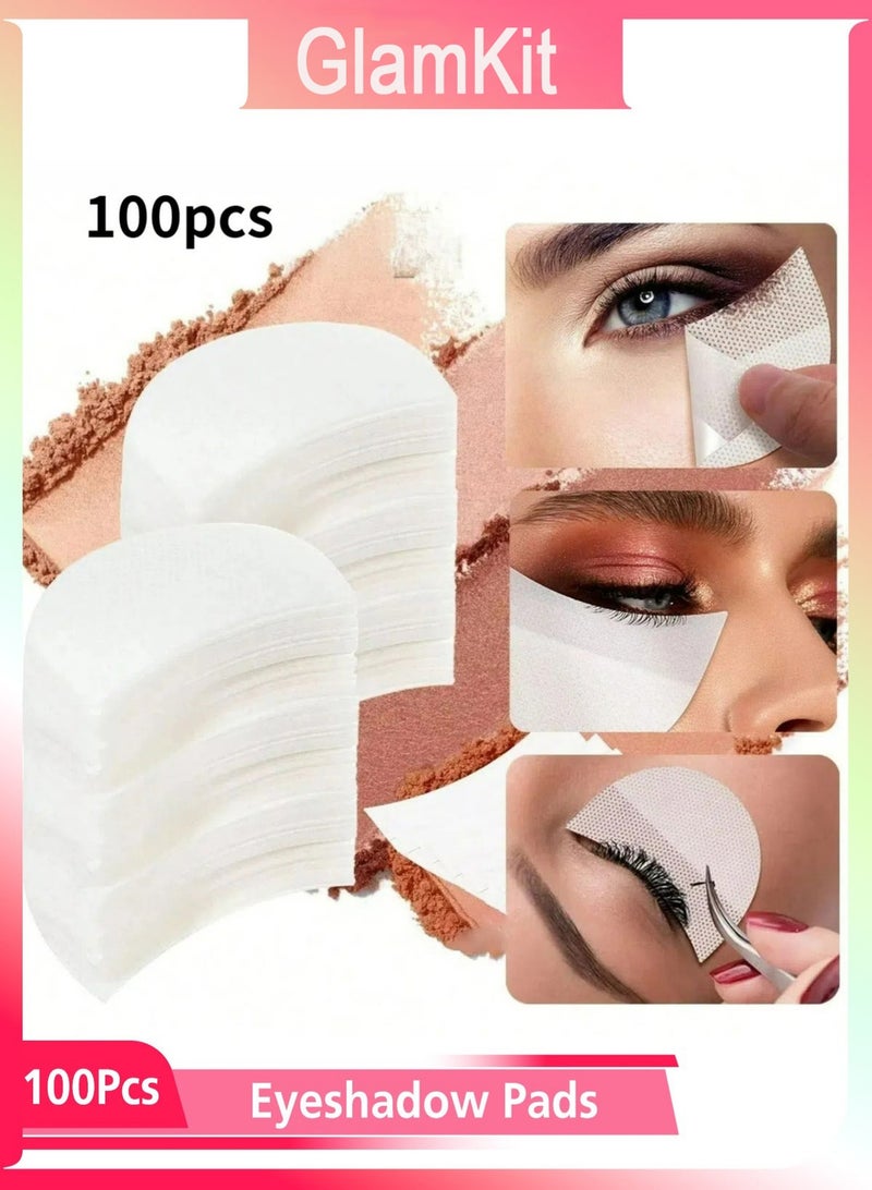 GlamKit 100 PCS Eyeshadow Shields , Disposable Eye Shadow Stencil Pads, Half-Moon Eyeliner Patches for Makeup, Lint-Free Under Eye Stickers for Eyelash Extension and Eyeshadow Application (White) - Image 1