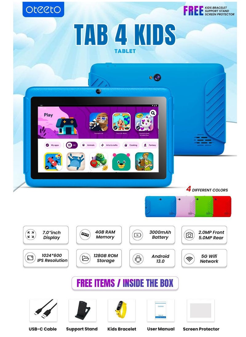 Oteeto Tab 4 Kids, 4GB RAM, 128GB ROM, 7 Inch IPS Display, 3000 mAh Battery, Toughened Glass, Android Kids 5G Wi-Fi Tablet (Green) - pzsku/ZFB345D02BAA1D4FE4957Z/45/_/1723891724/e0f1d1ea-49bc-47d1-a0f8-89c739c17800