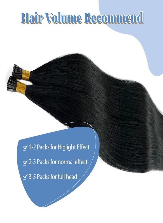 Smartinnov Black I Tip Hair Extensions Real Human Hair 20 Inch Keratin I Tips Human Hair Extensions #1 Jet Black Soft Straight Hair for Women Black Pre Bonded I Tip Remy Hair Extensions 1g/s 50s/Pack - Image 4