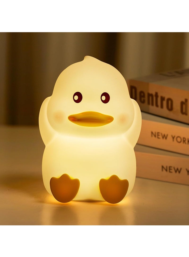 KASTWAVE Duck Night Light for Kids, Cute Silicone Night Light, Dimmable Nursery Nightlight, with 2 Levels of Brightness, 7 Colors Rechargeable Bedside Touch Lamp, Squishy Duck Lamp, Portable Night Light - Image 1