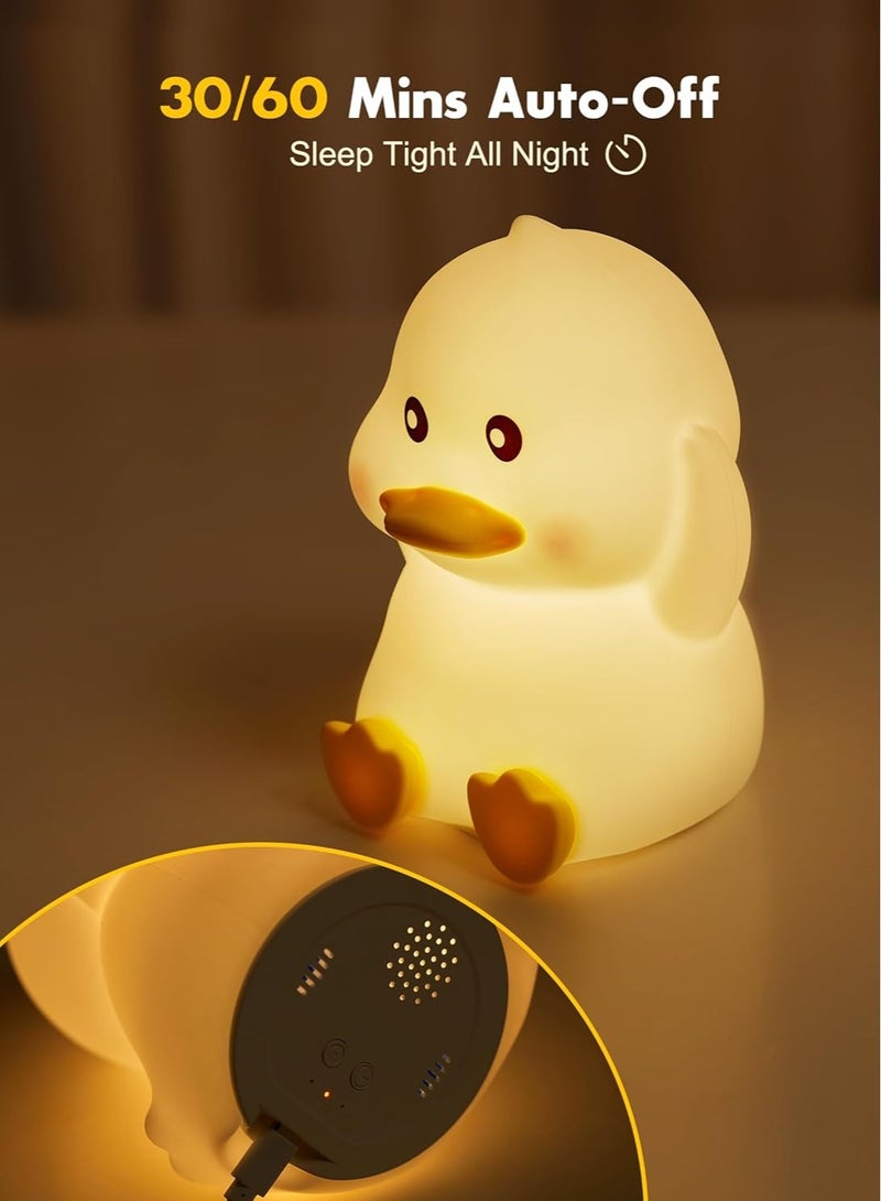 KASTWAVE Duck Night Light for Kids, Cute Silicone Night Light, Dimmable Nursery Nightlight, with 2 Levels of Brightness, 7 Colors Rechargeable Bedside Touch Lamp, Squishy Duck Lamp, Portable Night Light - Image 5