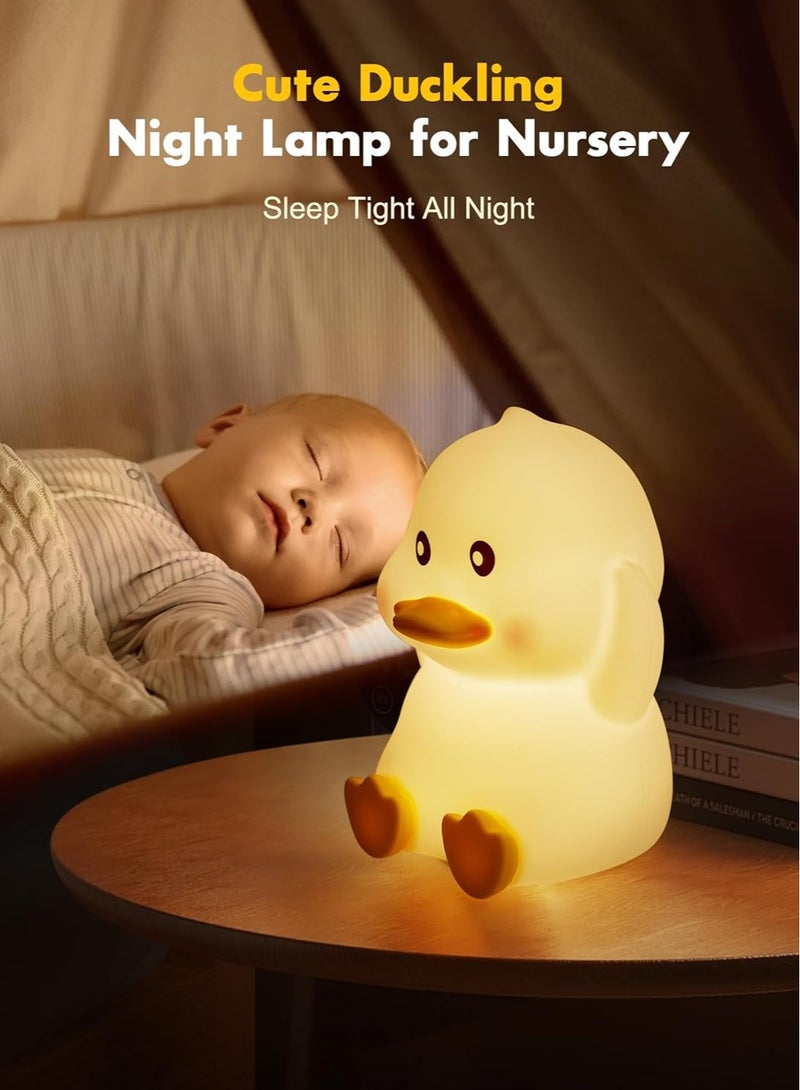 KASTWAVE Duck Night Light for Kids, Cute Silicone Night Light, Dimmable Nursery Nightlight, with 2 Levels of Brightness, 7 Colors Rechargeable Bedside Touch Lamp, Squishy Duck Lamp, Portable Night Light - Image 4