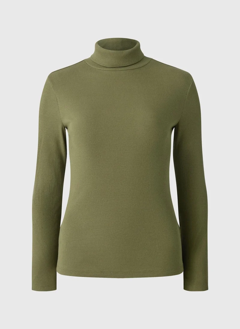 Matalan Khaki Roll Neck Ribbed Top