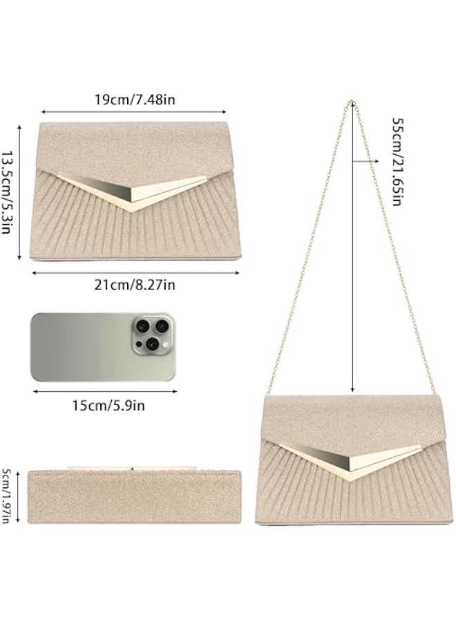 Arabest Women's Evening Handbags, Sparkly Pleated Evening Purse, Elegant Sequins Clutch for Wedding Formal Cocktail Party - Image 4