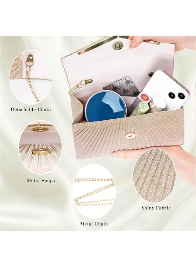 Arabest Women's Evening Handbags, Sparkly Pleated Evening Purse, Elegant Sequins Clutch for Wedding Formal Cocktail Party - Image 3