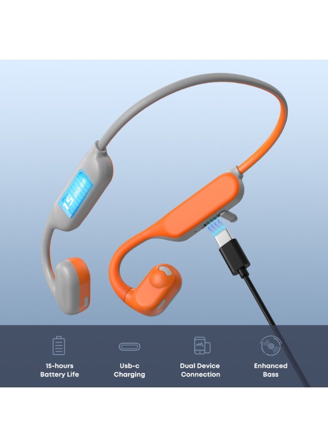 لانجسدام سماعات بلوتوث لاسلكية بتقنية التوصيل الهوائي – سماعات رياضية للجري بدون إدخال الأذن، غير معتمدة على التوصيل العظمي، اتصال مزدوج بالأجهزة، صوت عالي الدقة مع تعزيز الجهير، بطارية تدوم 15 ساعة، شحن سريع USB-C - Image 4