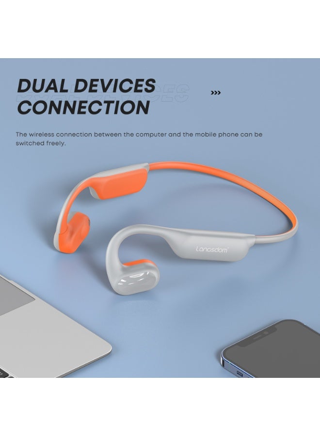 لانجسدام سماعات بلوتوث لاسلكية بتقنية التوصيل الهوائي – سماعات رياضية للجري بدون إدخال الأذن، غير معتمدة على التوصيل العظمي، اتصال مزدوج بالأجهزة، صوت عالي الدقة مع تعزيز الجهير، بطارية تدوم 15 ساعة، شحن سريع USB-C - Image 2